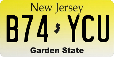 NJ license plate B74YCU