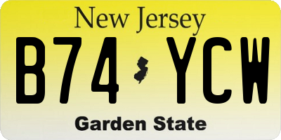 NJ license plate B74YCW