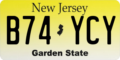 NJ license plate B74YCY