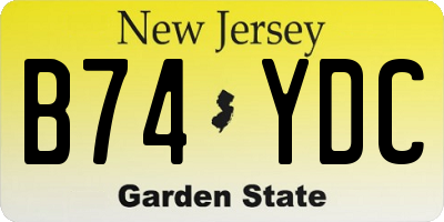 NJ license plate B74YDC