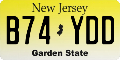 NJ license plate B74YDD