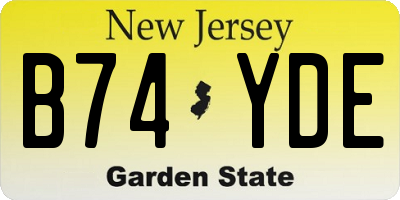 NJ license plate B74YDE