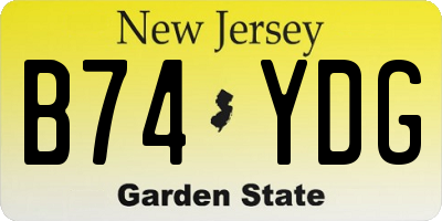 NJ license plate B74YDG