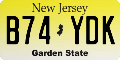 NJ license plate B74YDK