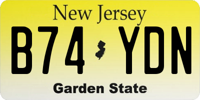 NJ license plate B74YDN