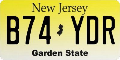 NJ license plate B74YDR