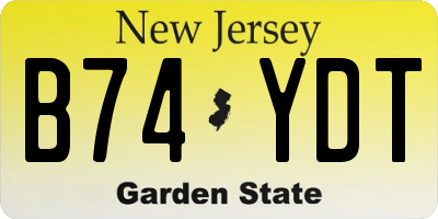 NJ license plate B74YDT