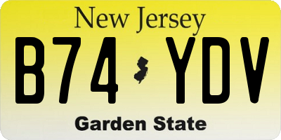 NJ license plate B74YDV