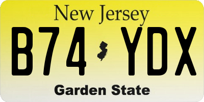 NJ license plate B74YDX