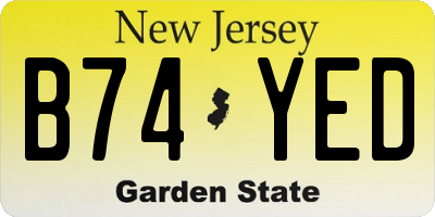 NJ license plate B74YED