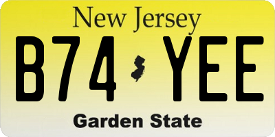 NJ license plate B74YEE