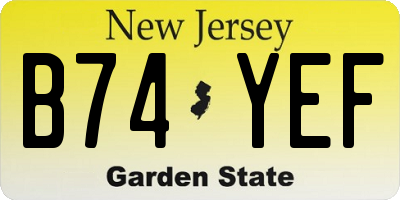 NJ license plate B74YEF