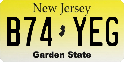 NJ license plate B74YEG