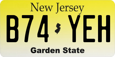 NJ license plate B74YEH