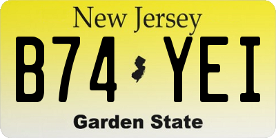 NJ license plate B74YEI