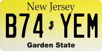 NJ license plate B74YEM