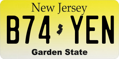 NJ license plate B74YEN