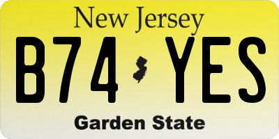 NJ license plate B74YES