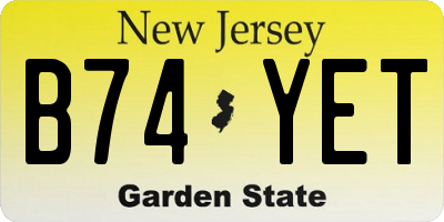 NJ license plate B74YET