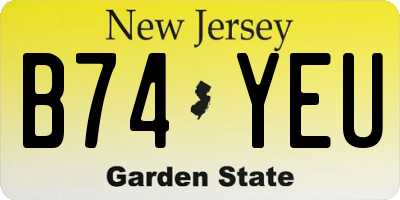 NJ license plate B74YEU