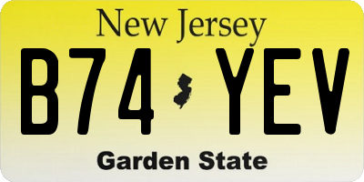 NJ license plate B74YEV