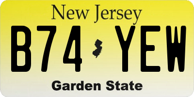 NJ license plate B74YEW