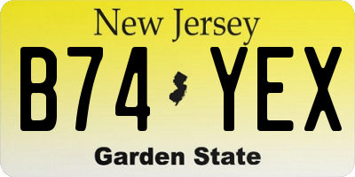 NJ license plate B74YEX