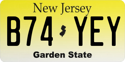 NJ license plate B74YEY