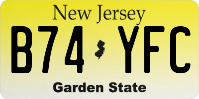NJ license plate B74YFC