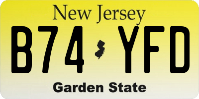NJ license plate B74YFD