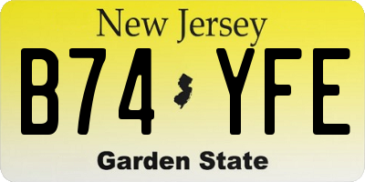 NJ license plate B74YFE