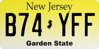NJ license plate B74YFF