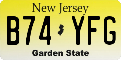 NJ license plate B74YFG