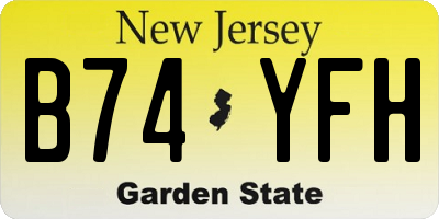 NJ license plate B74YFH