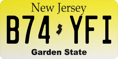NJ license plate B74YFI