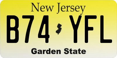 NJ license plate B74YFL