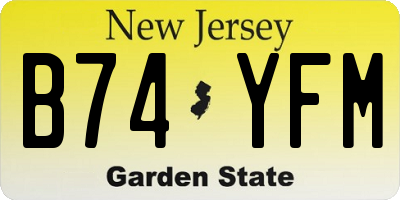 NJ license plate B74YFM
