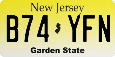 NJ license plate B74YFN