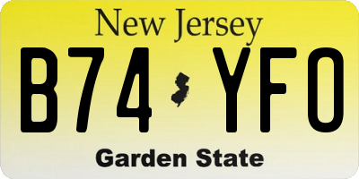 NJ license plate B74YFO