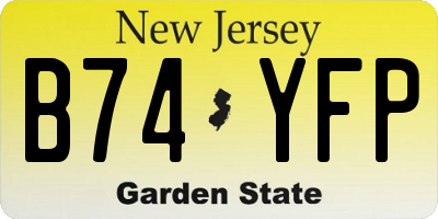 NJ license plate B74YFP