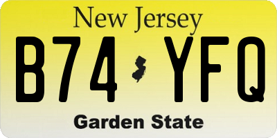 NJ license plate B74YFQ