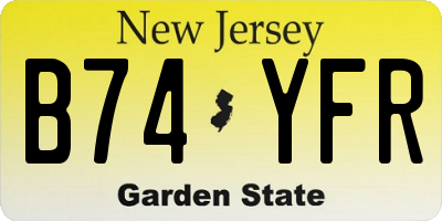 NJ license plate B74YFR