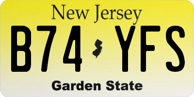 NJ license plate B74YFS