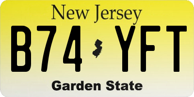 NJ license plate B74YFT