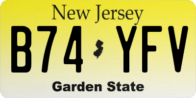NJ license plate B74YFV