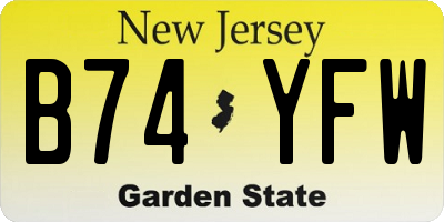 NJ license plate B74YFW
