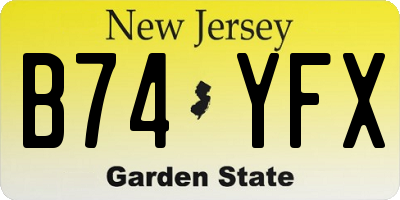NJ license plate B74YFX