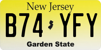 NJ license plate B74YFY