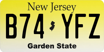 NJ license plate B74YFZ