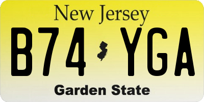 NJ license plate B74YGA